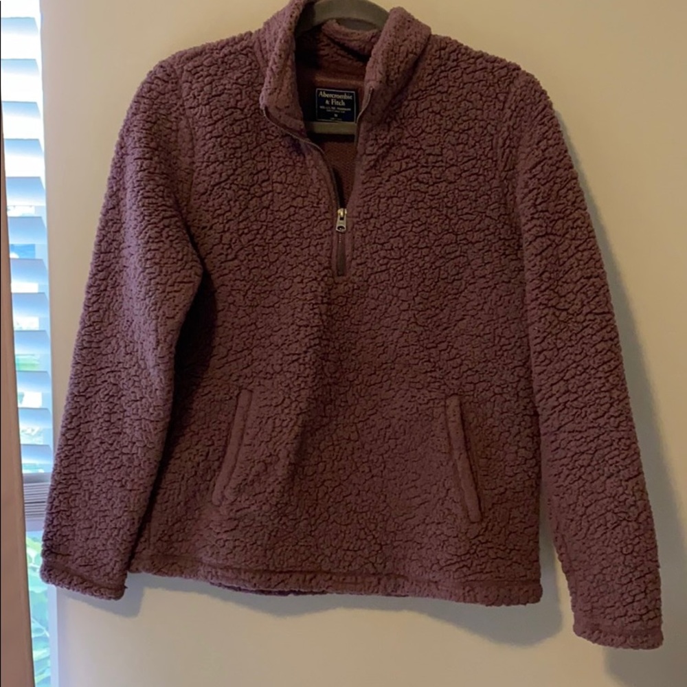 Abercrombie and Fitch purple Sherpa quarter zip